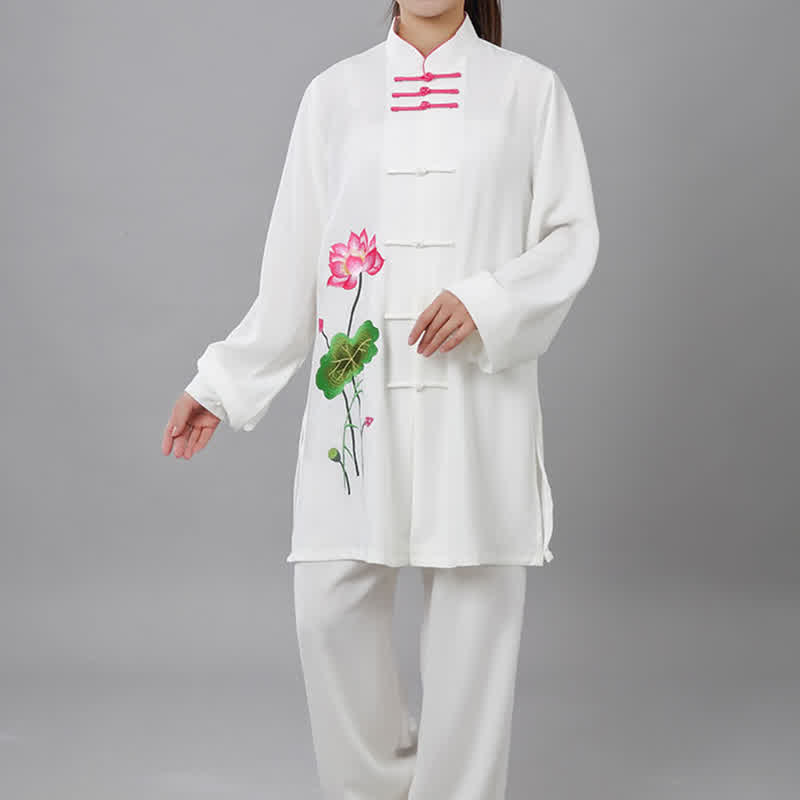 Nimara Ritual Lotus Flower Leaf Pattern Tai Chi Meditation Prayer Spiritual Zen Practice Clothing Women's Set
