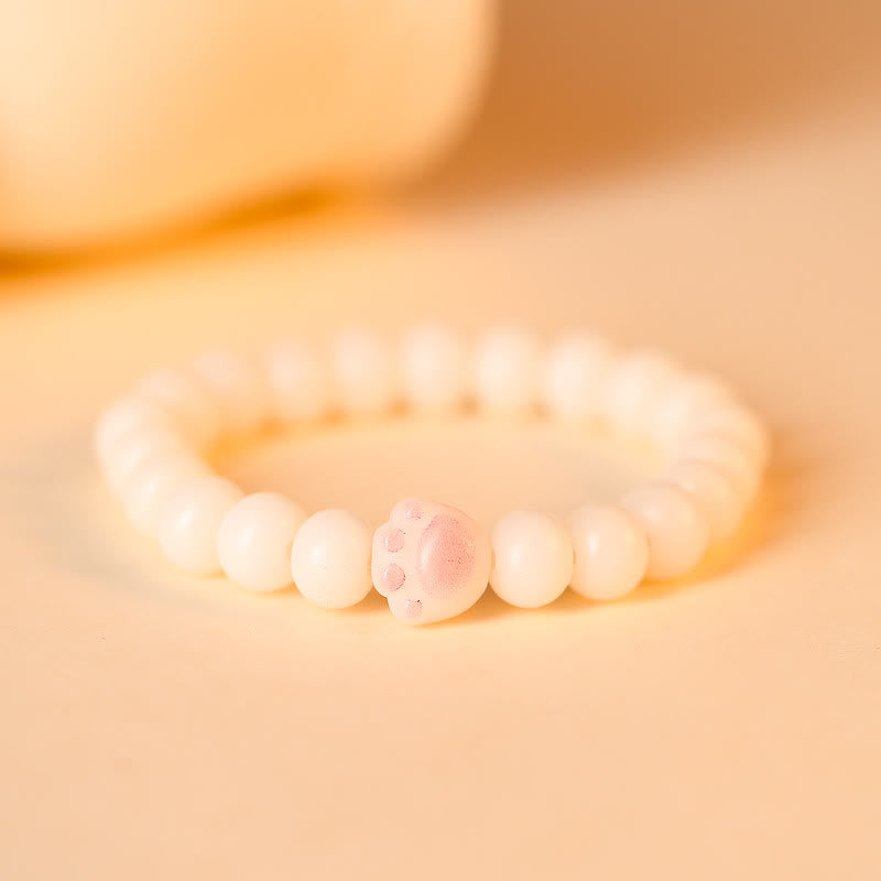 Nimara Ritual Natural Bodhi Seed Lovely Paw Lucky Cat Paw Peace Bracelet