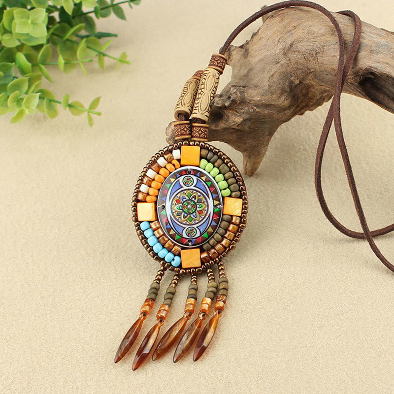 Nimara Ritual Mandala Pattern Beads Creativity Necklace Pendant