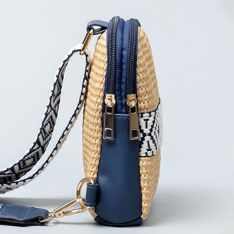 Nimara Ritual Small Geometry Straw Woven Crossbody Bag Shoulder Bag