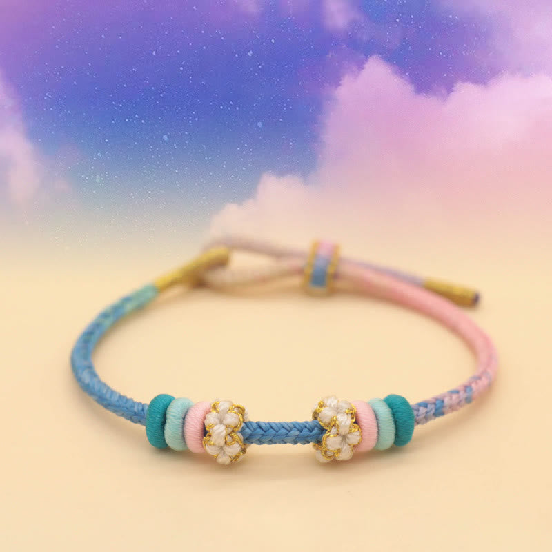 Nimara Ritual Handmade Eight Thread Peace Knot Peach Blossom Knot Luck Rope Braided Bracelet