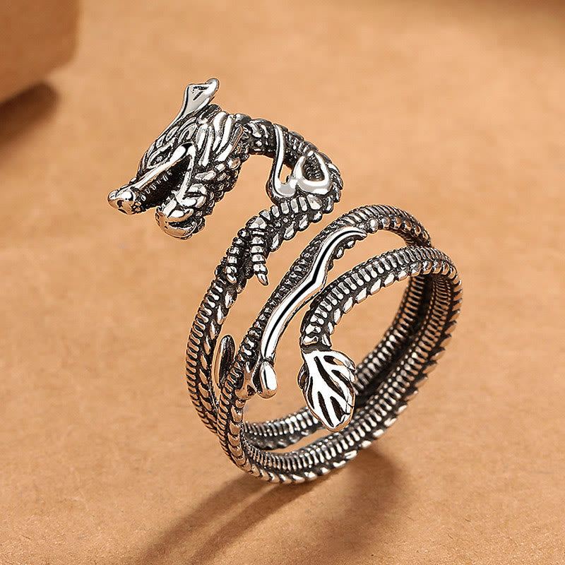 Nimara Ritual Vintage Dragon Pattern Copper Strength Ring