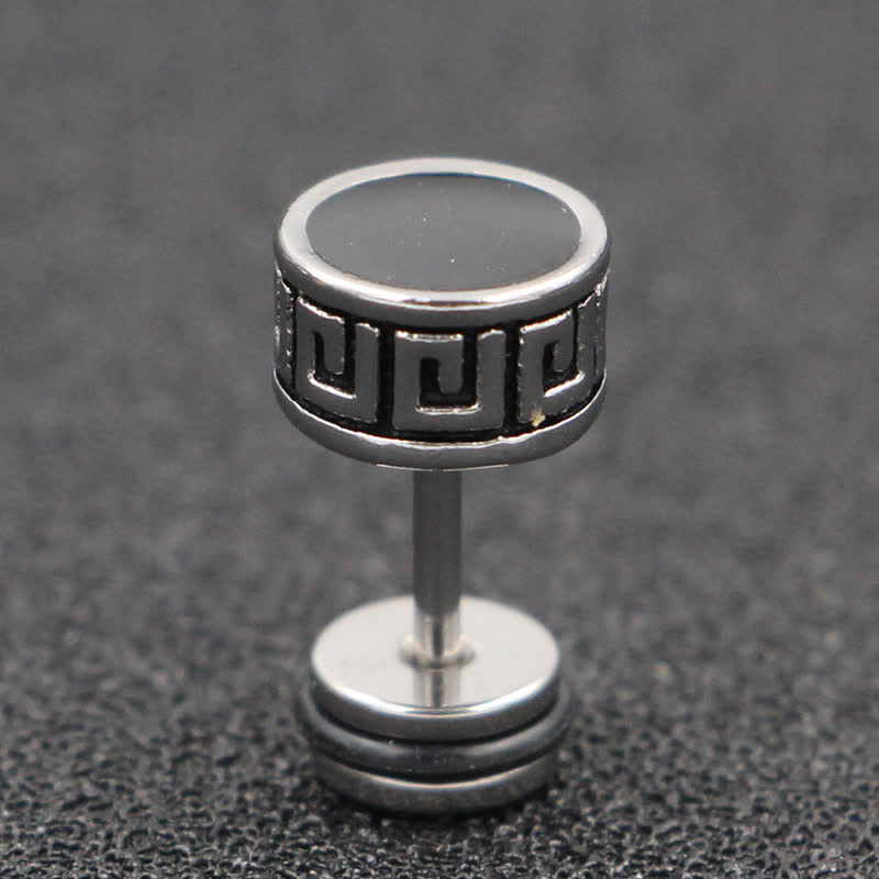 Nimara Ritual Cool Men Titanium Steel Balance Round Stud Earrings