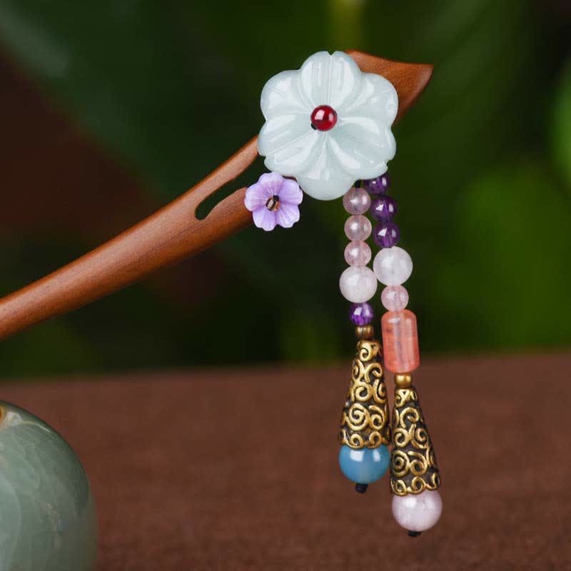 Nimara Ritual Red Sandalwood Amethyst Aventurine Protection Hairpin Decoration