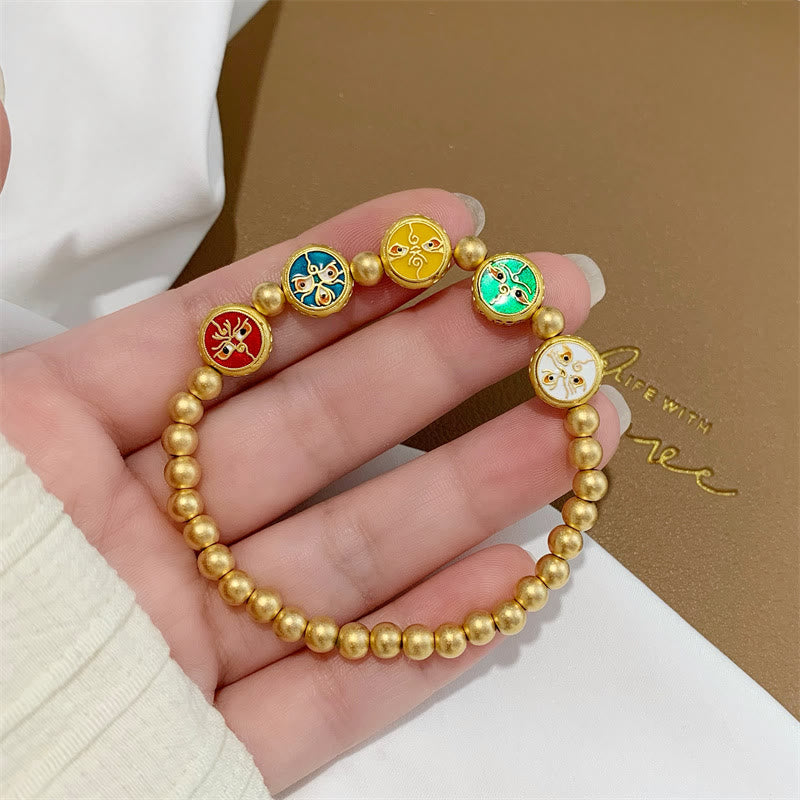 Nimara Ritual Tibetan Five God Of Wealth Copper Beads Luck Bracelet