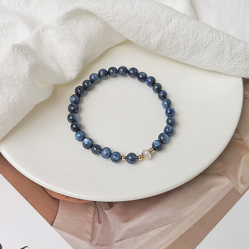 Nimara Ritual 14K Gold Plated Copper Aquamarine White Crystal White Agate Blue Crystal Healing Bracelet