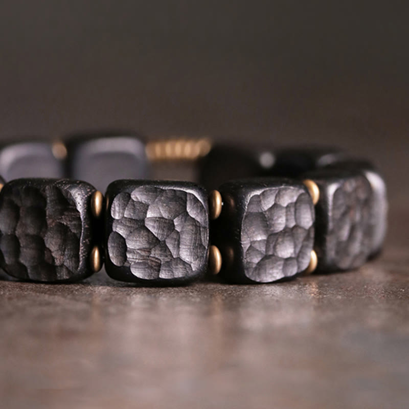 Nimara Ritual Retro Ebony Wood Texture Style Copper Peace Balance Bracelet