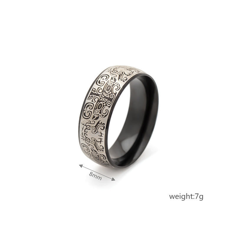 Nimara Ritual Lucky Mythological Creature Taotie Wealth Titanium Steel Ring