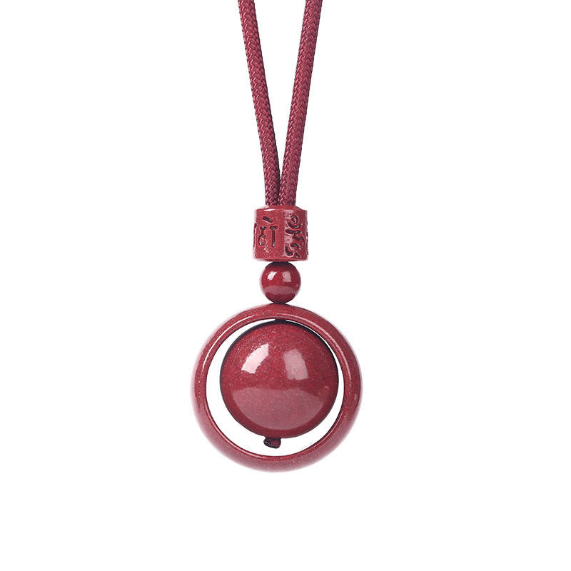 Nimara Ritual Cinnabar Om Mani Padme Hum PiXiu Blessing Lucky Bead Necklace Pendant