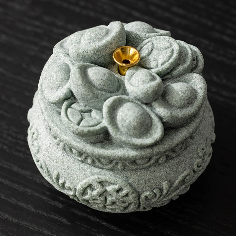 Nimara Ritual Chinese Character Fu Ingots Healing Incense Burner Desk Decoration