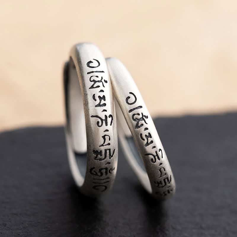 Nimara Ritual 990 Sterling Silver Six True Words Om Mani Padme Hum Love Peace Ring