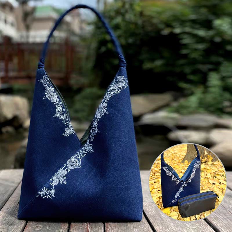 Nimara Ritual Handmade Embroidery Pattern Canvas Shoulder Bag Tote Bag Set