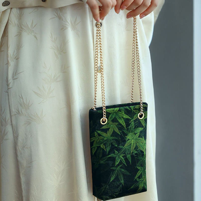 Nimara Ritual Small Maple Leaf Persimmon Metal Chain Crossbody Bag Shoulder Bag Cellphone Bag