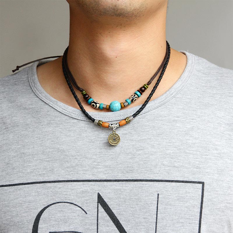 Nimara Ritual Turquoise Dzi Bead Protection Necklace