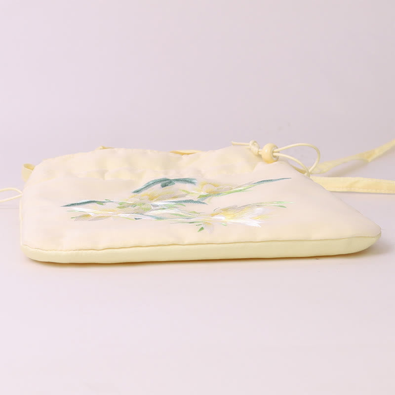 Nimara Ritual Lotus Peony Epiphyllum Phoenix Suzhou Embroidery Cotton Linen Tote Crossbody Bag Shoulder Bag Handbag