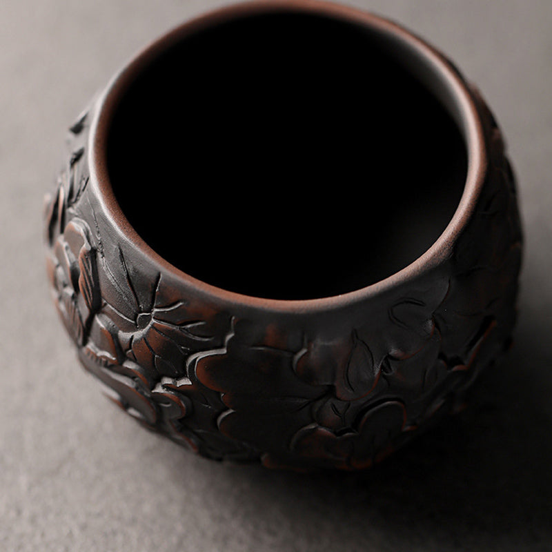 Nimara Ritual Lotus Leaf Flower Landscape Dragon Bamboo Ceramic Teacup Kung Fu Tea Cup Bowl