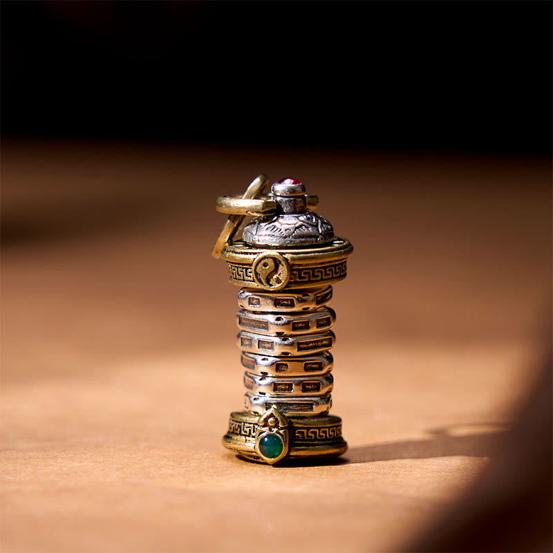 Nimara Ritual Yin Yang Tower Copper Balance Rotatable Necklace Pendant