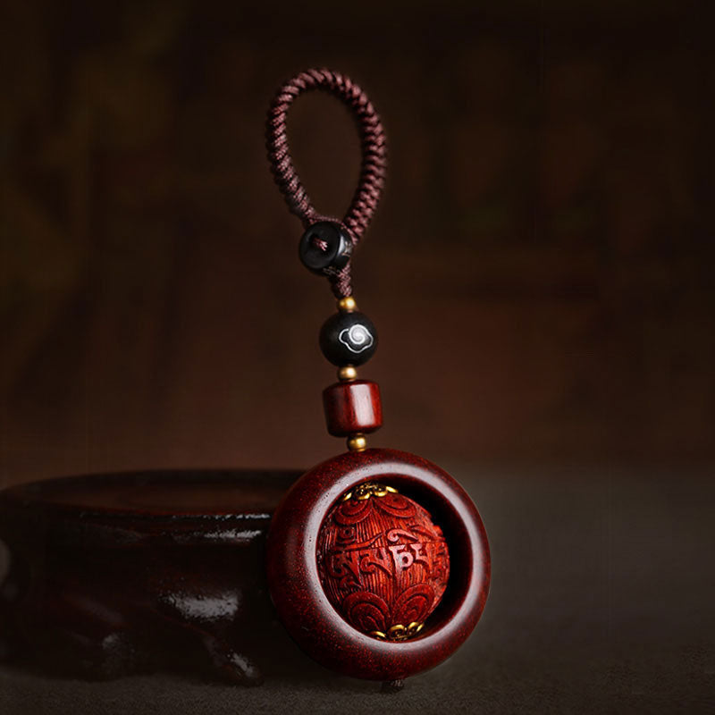 Nimara Ritual Tibetan Small Leaf Red Sandalwood Ebony Luck Protection Rotation Decoration