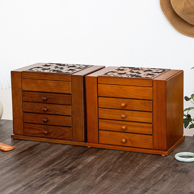 Nimara Ritual Vintage Large Capacity Wooden Jewelry Box Jewelry Storage Box With Mirror