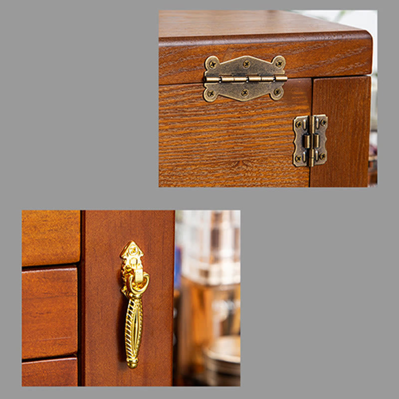 Nimara Ritual Vintage Large Capacity Wooden Jewelry Box Jewelry Storage Box With Mirror