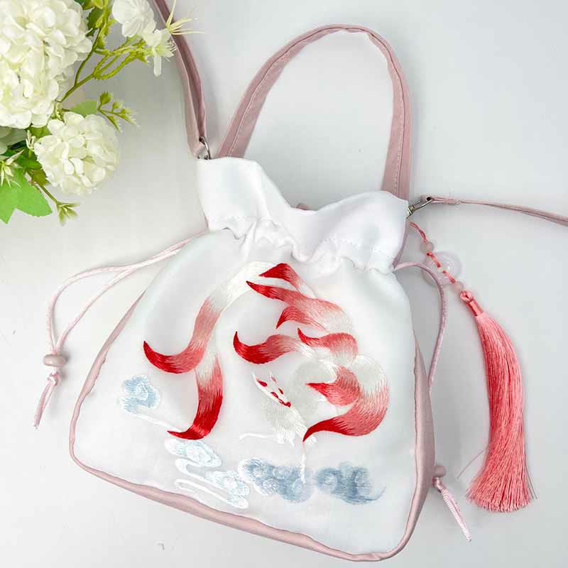 Nimara Ritual Suzhou Embroidery Rabbit Lotus Epiphyllum Peony Magnolia Silk Tote Crossbody Bag Shoulder Bag Handbag