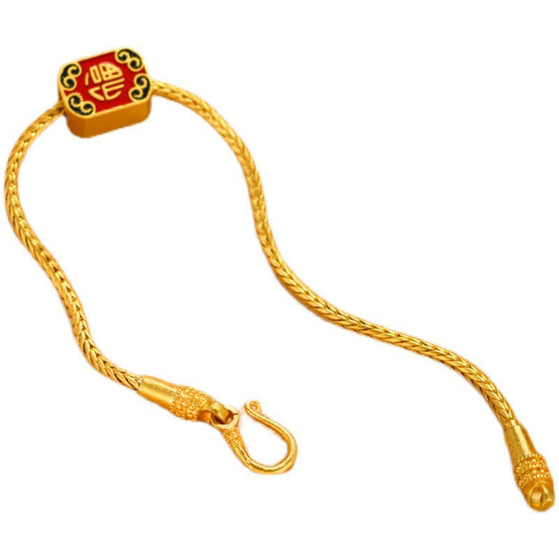 Nimara Ritual Tibetan 18K Gold Om Mani Padme Hum Lucky Koi Fish Fu Character Ingot Copper Coin Peace Bracelet