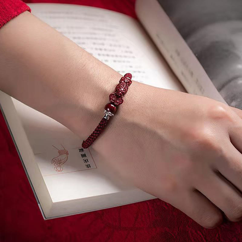 Nimara Ritual Handcrafted PiXiu Cinnabar Wealth Luck Braided Bracelet