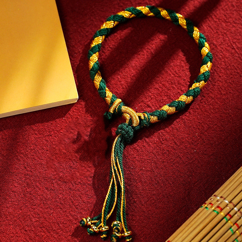 Nimara Ritual Handmade Tibetan Five God Of Wealth Dragon Scale Rope Luck Braid Bracelet