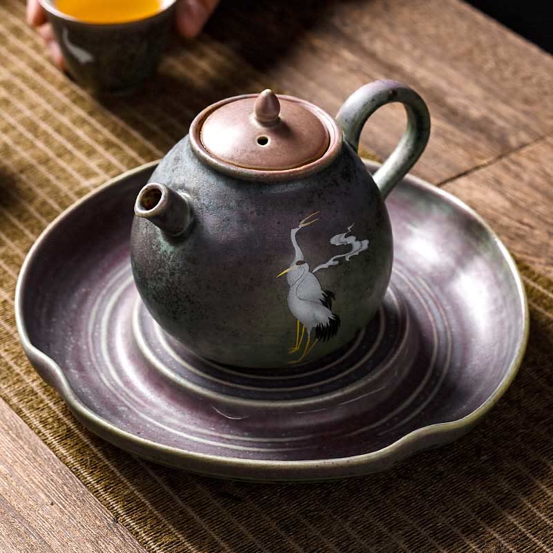 Nimara Ritual White Crane Cloud Chinese Gongfu Tea Ceramic Kung Fu Teapot
