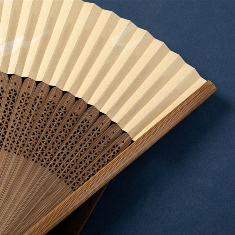 Nimara Ritual Lotus Dragonfly Wild Geese Plum Blossom Handheld Silk Bamboo Folding Fan 22.5cm