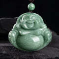 Nimara Ritual Laughing Buddha Cyan Jade Harmony Necklace String Bead Pendant