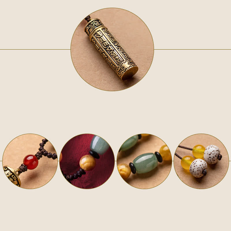 Nimara Ritualhop Tibet Om Mani Padme Hum Agate Shurangama Sutra Protection Necklace Pendant