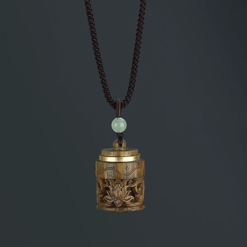 Nimara Ritual Tibet Green Sandalwood Rosewood Om Mani Padme Hum Lotus Positive Soothing Necklace Pendant