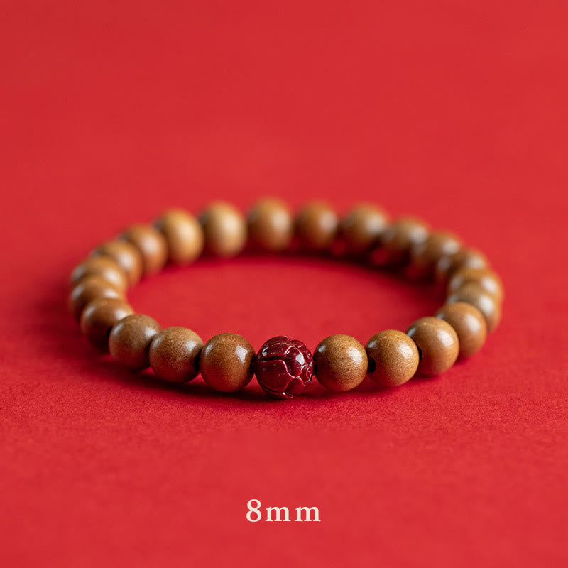 Nimara Ritual Peach Wood Lotus Cinnabar Luck Wealth Bracelet