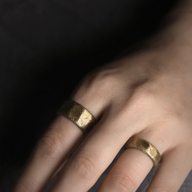 Nimara Ritual Tibetan Simple Design Copper Brass Frosted Wealth Ring