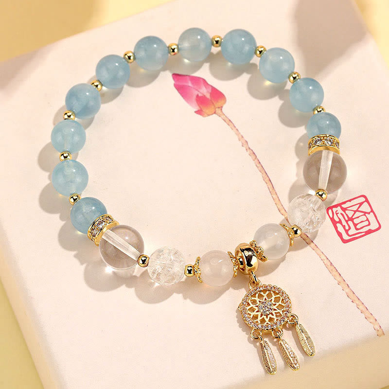 Nimara Ritual Green Strawberry Quartz Amethyst Crystal Dreamcatcher Healing Bracelet