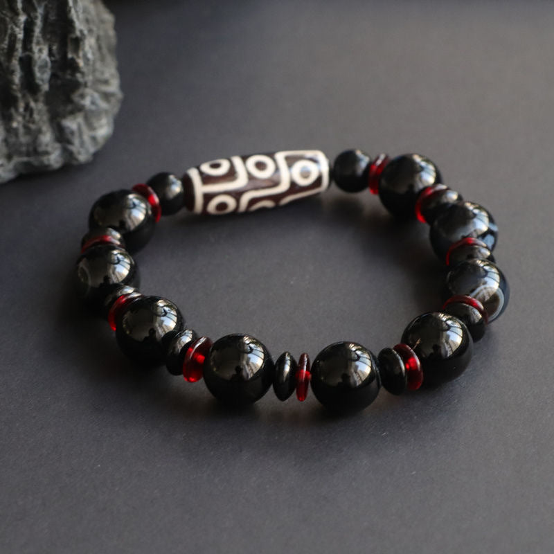 Nimara Ritual Black Onyx Nine-Eye Dzi Bead Wealth Protection Bracelet