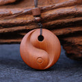 Nimara Ritual Lightning Struck Jujube Wood Yin Yang Luck Protection Necklace Pendant