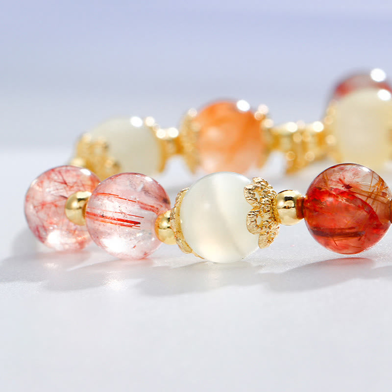 Nimara Ritual Colorful Rutilated Quartz Cat Eye Zircon Auspiciousness Bead Bracelet