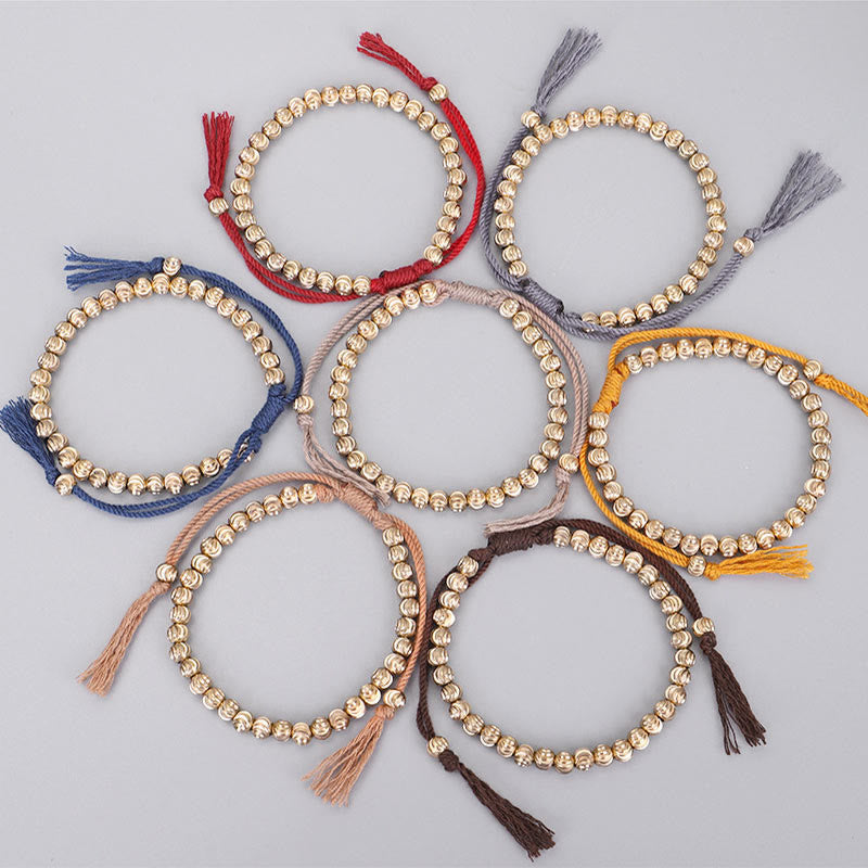 Nimara Ritual Tibetan Handmade Copper Bead Luck String Bracelet
