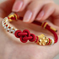 Nimara Ritual Handmade True Love Knot Peach Blossom Charm Luck Rope Bracelet