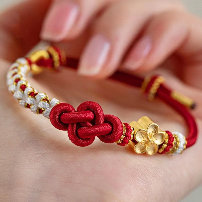 Nimara Ritual Handmade True Love Knot Peach Blossom Charm Luck Rope Bracelet