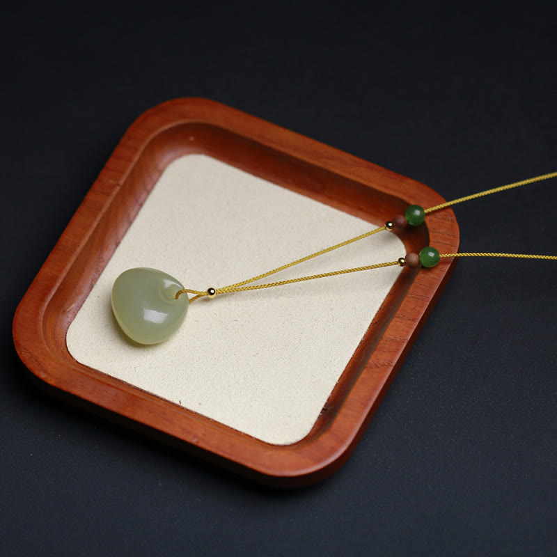 Nimara Ritual Natural Hetian Jade Small Bag Pattern Prosperity String Necklace Pendant