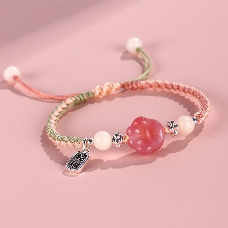 Nimara Ritual Yanyuan Agate Cat Claw Paw White Bodhi Seed Fu Character Positive Braided Rope Bracelet