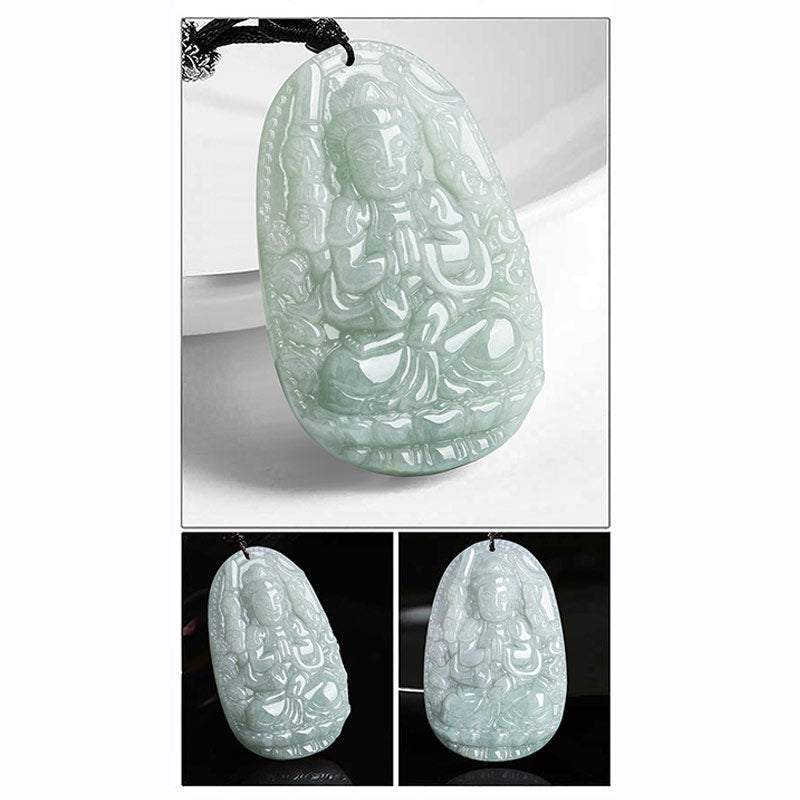 Nimara Ritual Chinese Zodiac Natal Buddha Jade Wealth Prosperity Necklace Pendant