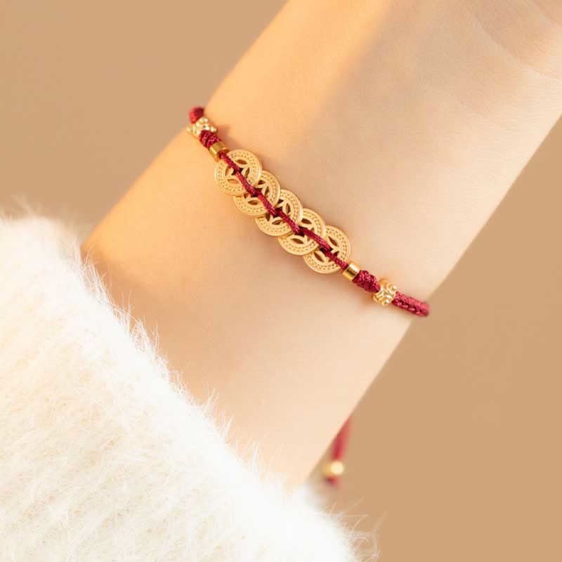 Nimara Ritual Copper Coin Fortune Tree Luck Strength Braided Bracelet