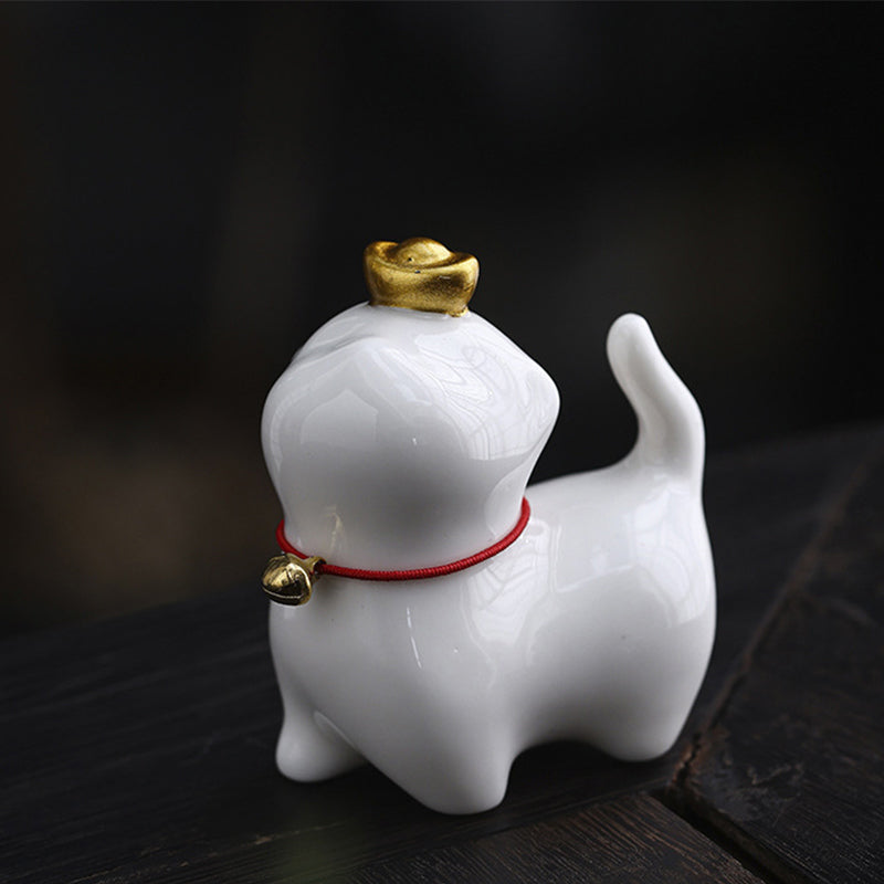 Nimara Ritual Mini Lucky Cat Ingot Tea Pet Ceramic Home Desk Figurine Decoration
