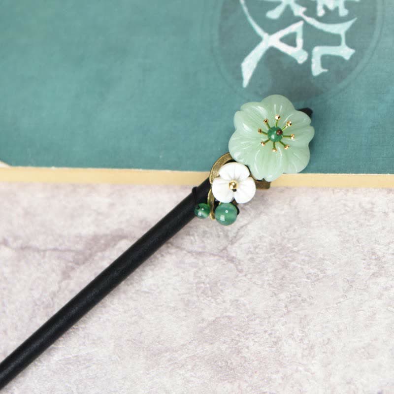 Nimara Ritual Green Aventurine Flower Agate Positivity Hairpin Decoration