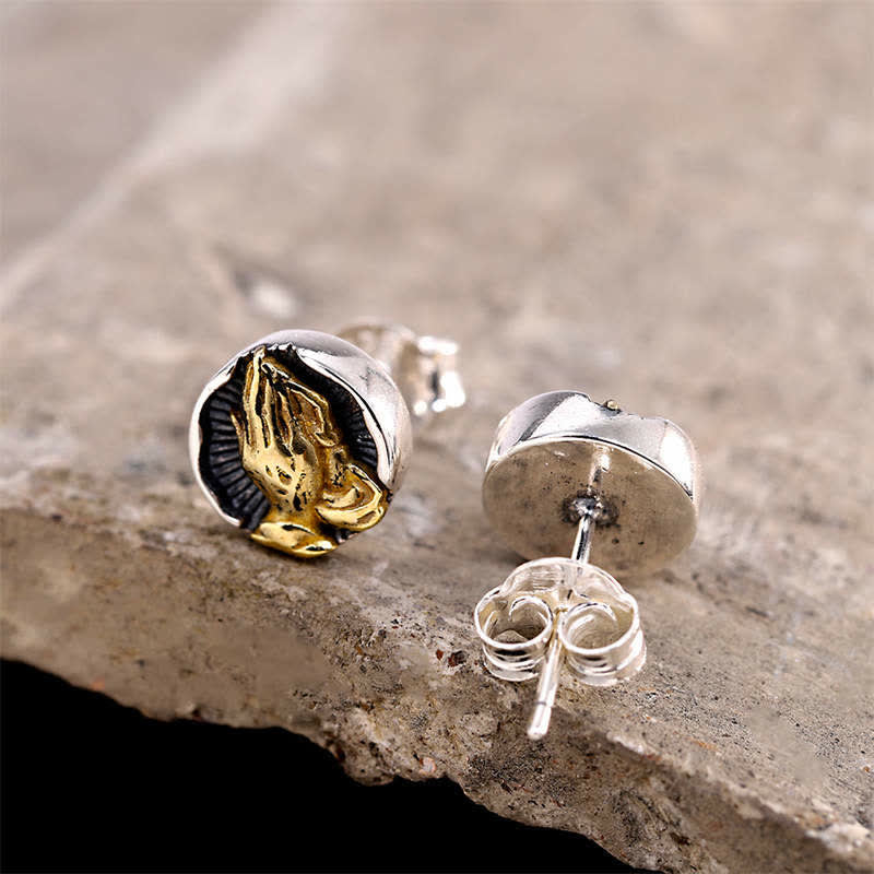 Nimara Ritual 925 Sterling Silver Namaste Equality Stud Earrings