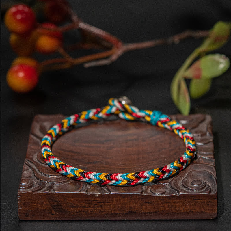 Nimara Ritual Tibet Handmade Five Color Thread Protection Braid String Bracelet